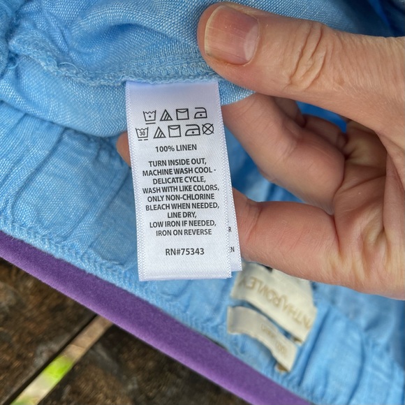 Cynthia Rowley 100% Linen Wide Leg Crop Pants In Light Blue Sz L - Picture 5 of 14